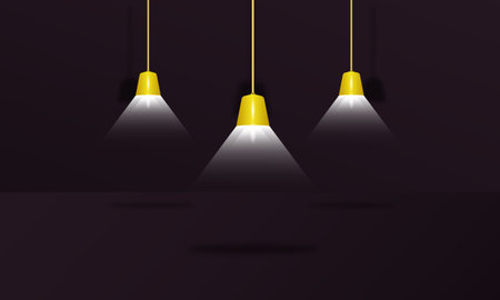 Realistic lamps on a dark background. Vector illustration for your designのイラスト素材