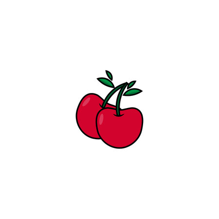 Cherry icon on white background. Vector illustration in flat style.