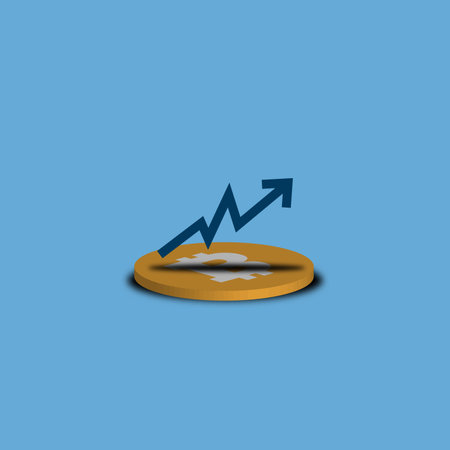 Business graph on a coin. Vector illustration, eps 10.のイラスト素材