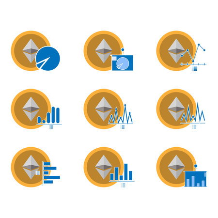 Ethereum icons set. Flat design style. Vector Illustration.のイラスト素材
