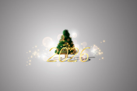 Happy New Year 2020. Christmas tree with lights. Vector illustration.