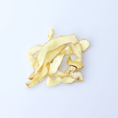 Isolated and top view, Chinese herbal, stew herbs or ingredients for Cordyceps soup. Traditional medicine on white background.の写真素材