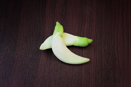 Close up ,Agasta, Sesban, Vegetable humming bird, Humming bird tree, Butterfly tree, Agati.Medicinal plants and herb on the wooden table.の写真素材