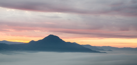 The first light of the day with mist.の写真素材