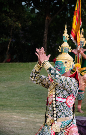The pantomime  Ramayana at the outdoor theater in thailand