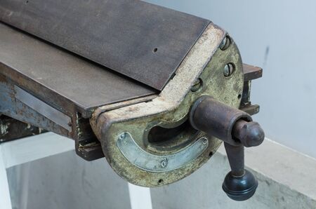 Vintage Jointer Machines in wood studioの写真素材