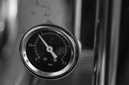 Barista making a cup of coffee soft focus image .の写真素材