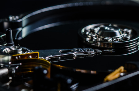 Close up of hard drive from the computer  Soft focus and  low key image