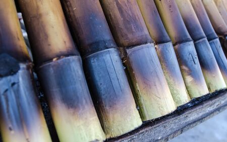 glutinous rice roasted in bamboo jointsの写真素材