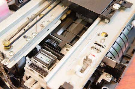 Components inside an inkjet printer Soft focusの写真素材