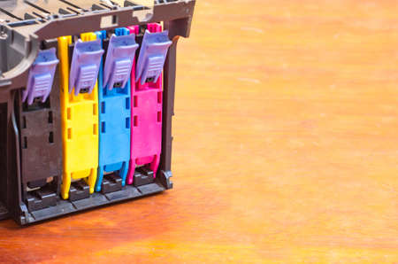 Components inside an inkjet printer Soft focusの写真素材