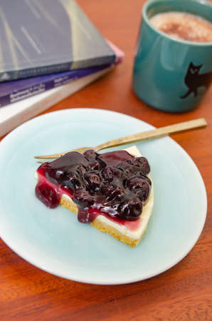Blueberry Cheese Pie on a wooden table