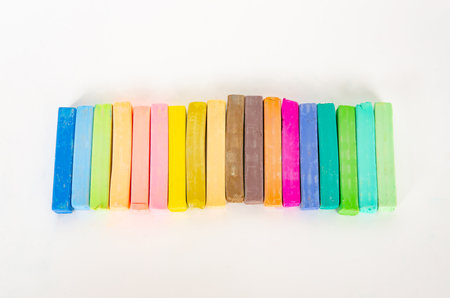 pastel chalk multicolored on white background