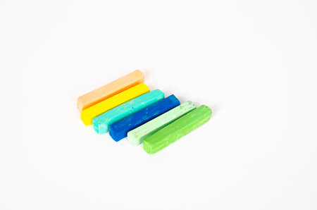 pastel chalk multicolored on white background