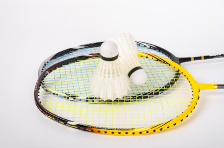 shuttlecocks with a racket on a white background