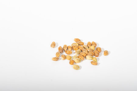 Hemp seeds isolated on white background  macroの写真素材