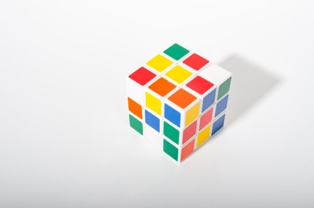 Thailand, Bangkok - April 11, 2023 Rubik's cube on a white background. Rubik's Cube on a white background Rubik's Cube invented by Hungarian architect Erno Rubik in 1974.のeditorial素材