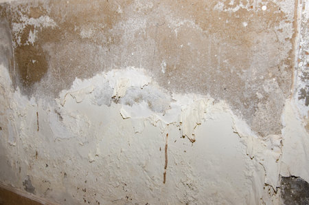 old painted walls that are affected by moistureの写真素材