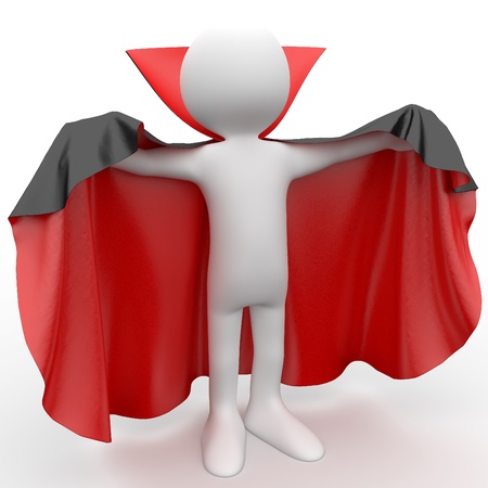 3D human dressed in a red cape and blackの写真素材