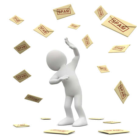 Man under the Spam mail rainの写真素材