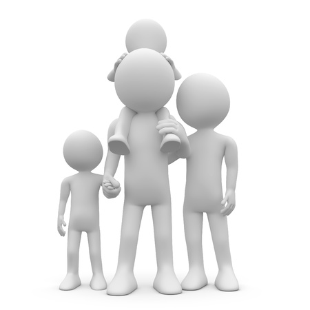 Father and mother with their two childrenの写真素材