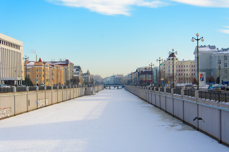 View of the Kazan Kremlin Kazan, Winter channelのeditorial素材