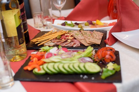 Dining Table with food and drink