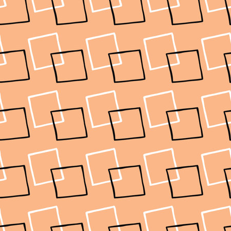 Vector seamless texture background pattern. Hand drawn, orange, black and white colors.