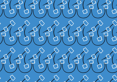 Vector texture background, seamless pattern. Hand drawn, blue, white and black colors.