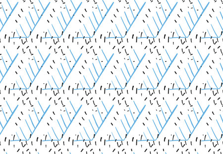 Vector texture background, seamless pattern. Hand drawn, blue, black and white colors.