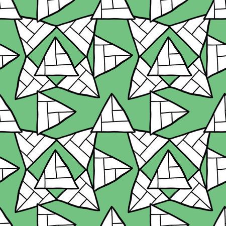 Vector seamless texture background pattern. Hand drawn, green, white and black colors.のイラスト素材