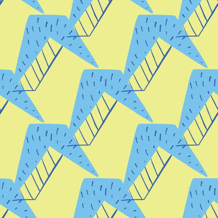 Vector seamless texture background pattern. Hand drawn, yellow and blue colors.