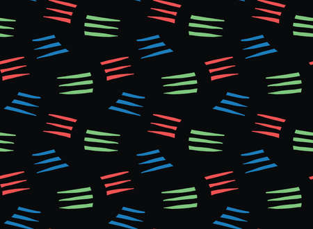 Vector texture background, seamless pattern. Hand drawn, black, red, green and blue colors.