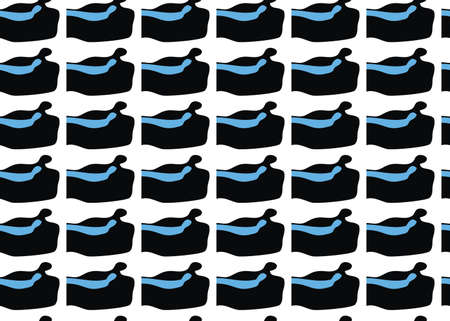 Vector texture background, seamless pattern. Hand drawn, black, blue and white colors.