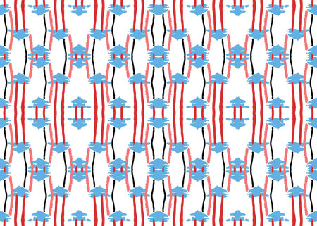 Vector texture background, seamless pattern. Hand drawn, red, blue, black and white colors.のイラスト素材