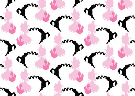 Vector texture background, seamless pattern. Hand drawn, pink, black and white colors.のイラスト素材