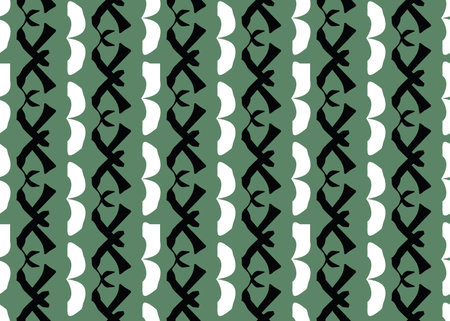 Vector texture background, seamless pattern. Hand drawn, green, black and white colors.