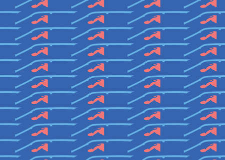 Vector texture background, seamless pattern. Hand drawn, blue and red colors.