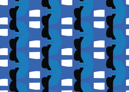 Vector texture background, seamless pattern. Hand drawn, blue, black and white colors.