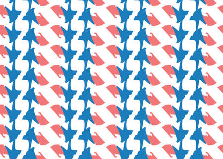 Vector texture background, seamless pattern. Hand drawn, red, blue and white colors.
