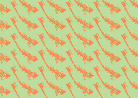 Vector texture background, seamless pattern. Hand drawn, green and orange colors.のイラスト素材