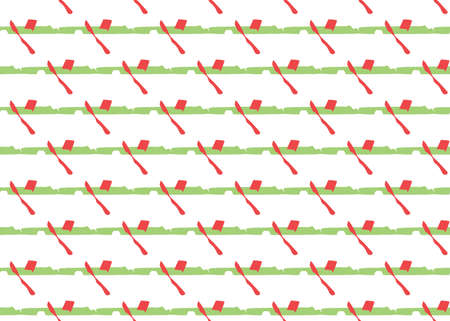 Vector texture background, seamless pattern. Hand drawn, green, red and white colors.のイラスト素材