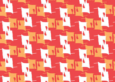 Vector texture background, seamless pattern. Hand drawn, red, orange and white colors.