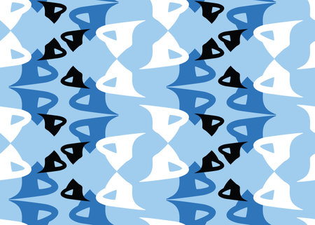 Vector texture background, seamless pattern. Hand drawn, blue, black and white colors.のイラスト素材