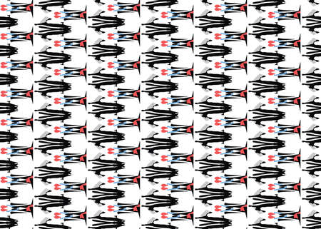 Vector texture background, seamless pattern. Hand drawn, black, grey, blue, red and white colors.のイラスト素材