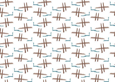 Vector texture background, seamless pattern. Hand drawn, brown, blue and white colors.