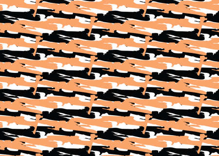 Vector texture background, seamless pattern. Hand drawn, orange, black and white colors.のイラスト素材