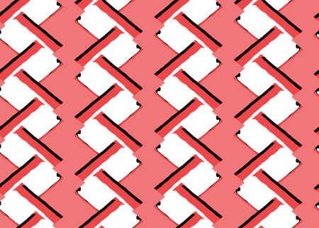 Vector texture background, seamless pattern. Hand drawn, red, white and black colors.のイラスト素材