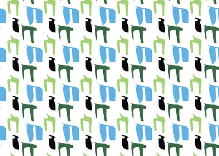 Vector texture background, seamless pattern. Hand drawn, green, blue, black and white colors.のイラスト素材