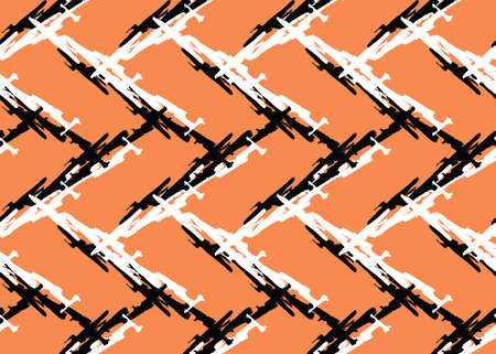 Vector texture background, seamless pattern. Hand drawn, orange, black and white colors.